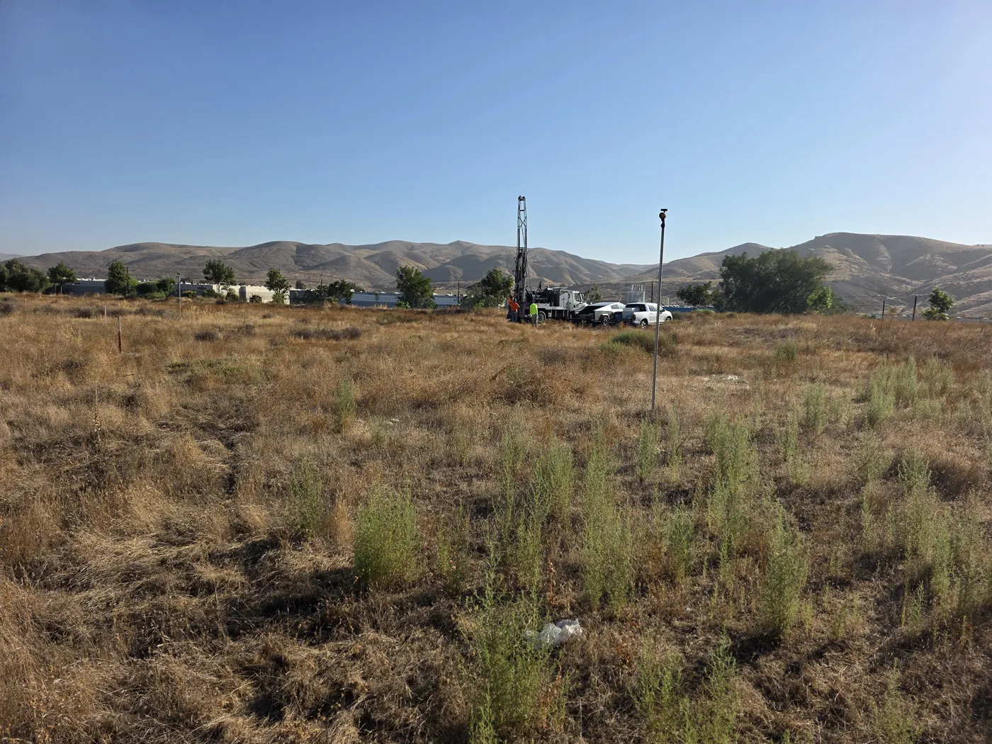 Drilling rig at the proposed childcare and retail development site on Knabe Road